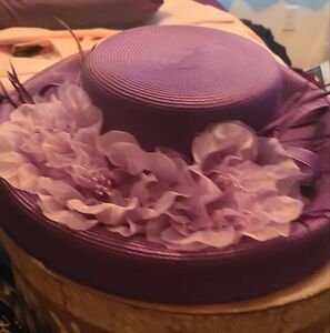 Elegant Purple Hat with Floral Accents